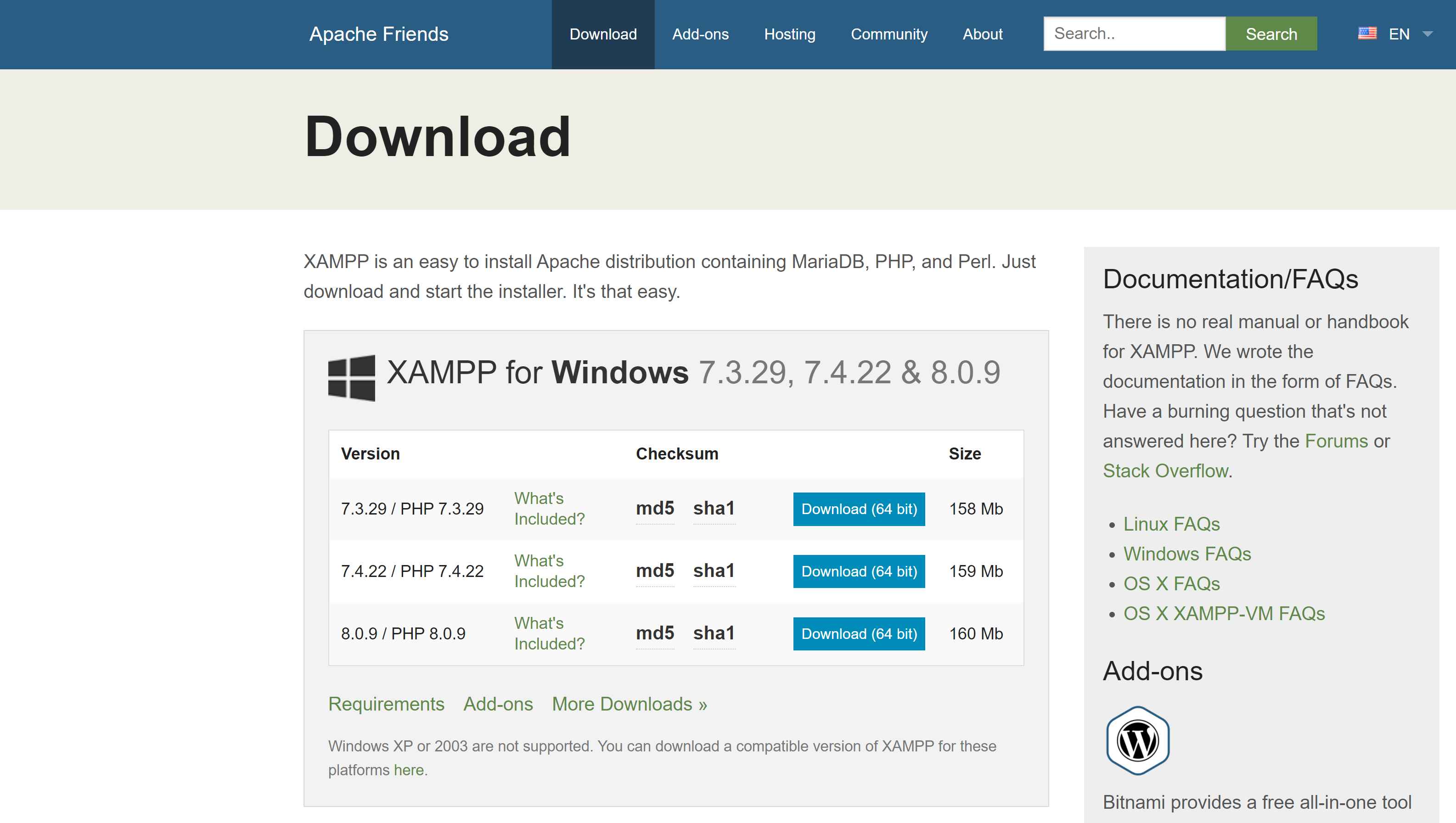 Download XAMPP for Windows PHP 8